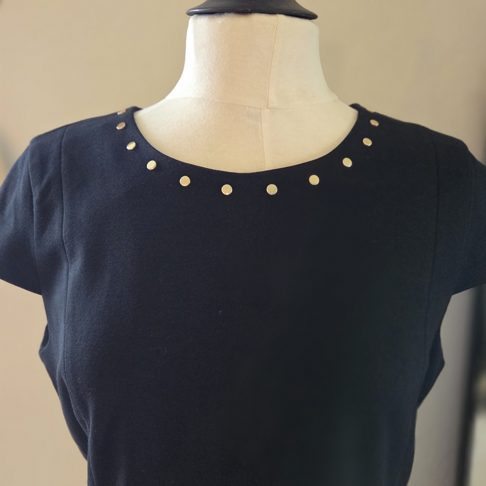 Michael Kors Black Dress with Gold Stud Accents